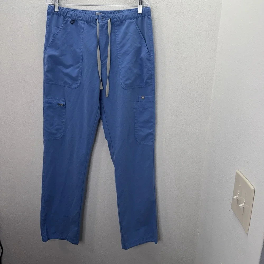 FIGS Cairo Cargo Scrub Pants Men's Large Blue Medical Nurse Doctor Drawstring